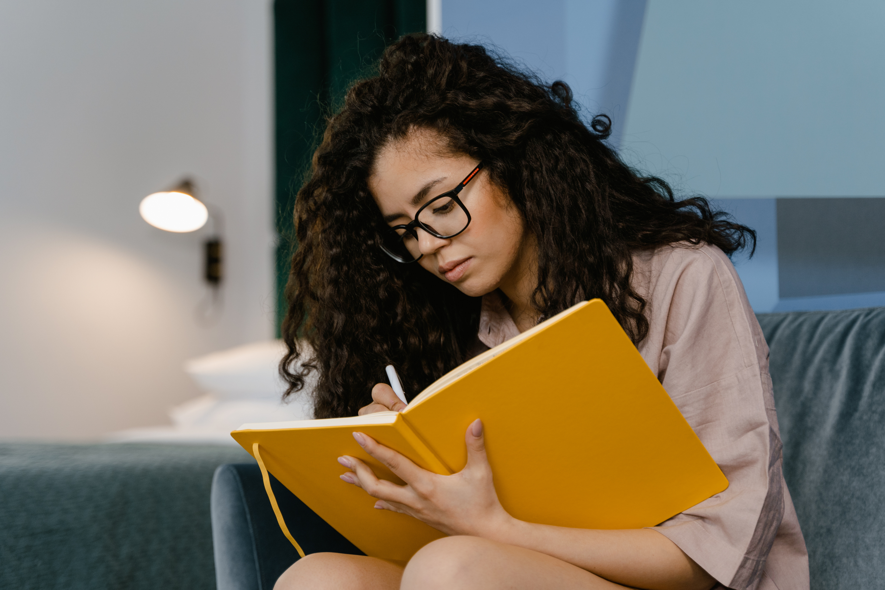Job Hopping Uncertainty. Women thinking and Journaling